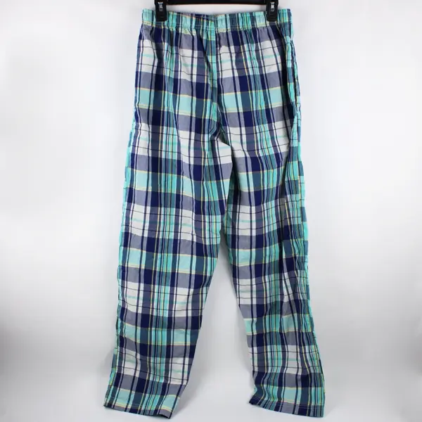St. John's Bay Men's Medium Blue Yellow Plaid Pajama Pants