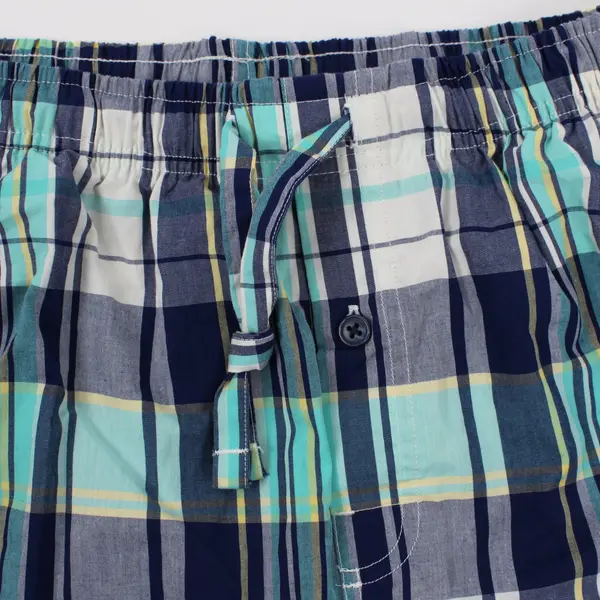 St. John's Bay Men's Medium Blue Yellow Plaid Pajama Pants