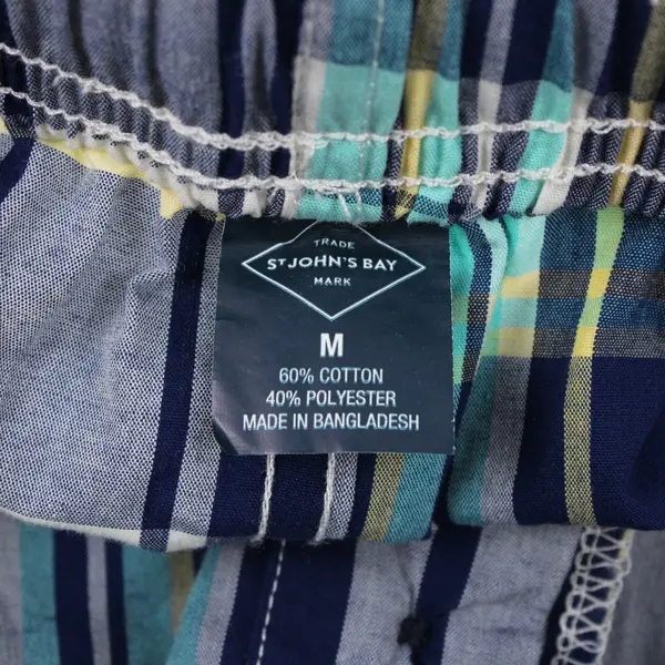 St. John's Bay Men's Medium Blue Yellow Plaid Pajama Pants