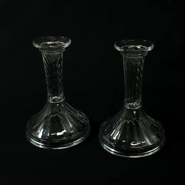 Set of 2 Indiana Glass 6" Clear Single Light Candlestick