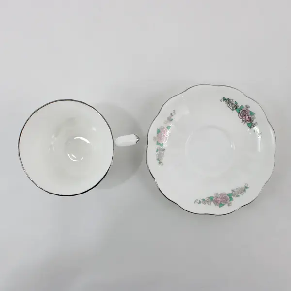 Vtg 1988 Roman Inc 25th Anniversary Footed Teacup & Saucer Set Japan