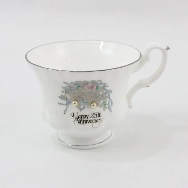 Vtg 1988 Roman Inc 25th Anniversary Footed Teacup & Saucer Set Japan