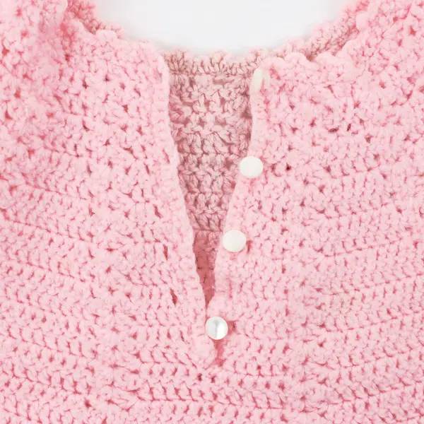Lot of 3 Handmade Knit Crochet Baby Girls Clothes Pink Yellow Orange Flawed