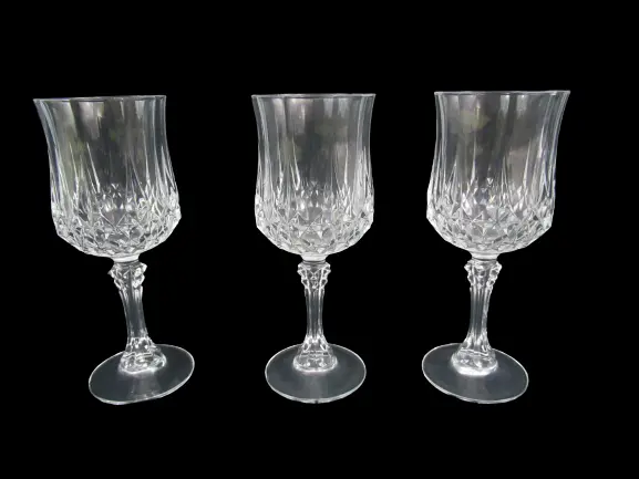 Set of 3 Cristal D'Arques-Durand Crystal Wine Glasses Longchamp Clear 6 Ounce