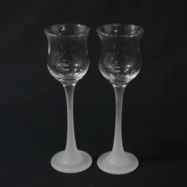 Set of 2 PartyLite Iced Crystal Stemmed Votive Tealight Holders P9253 