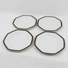  4 Christopher Stuart Black Dress Fine China Dinner Plates Y0009  Octagon 10.25"