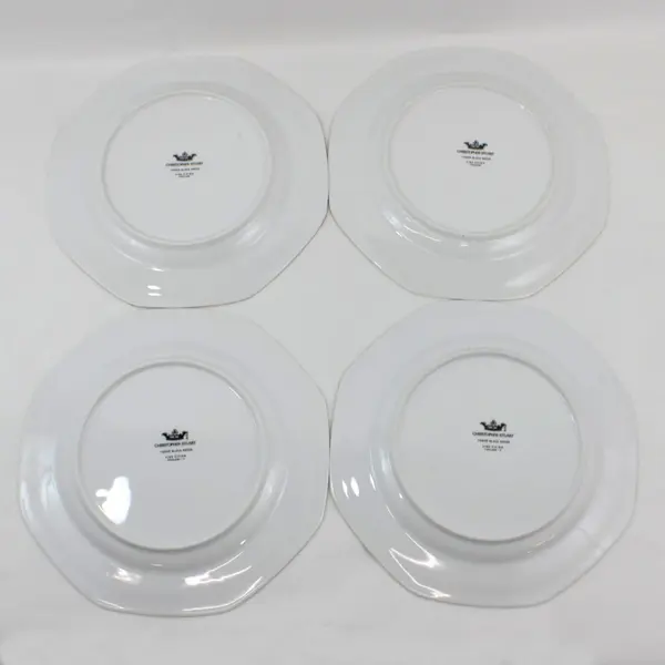  4 Christopher Stuart Black Dress Fine China Dinner Plates Y0009  Octagon 10.25"