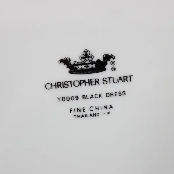  4 Christopher Stuart Black Dress Fine China Dinner Plates Y0009  Octagon 10.25"