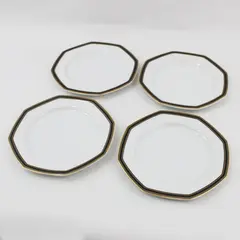 Set Of 4 Christopher Stuart Black Dress Fine China 8” Salad/Dessert Plates