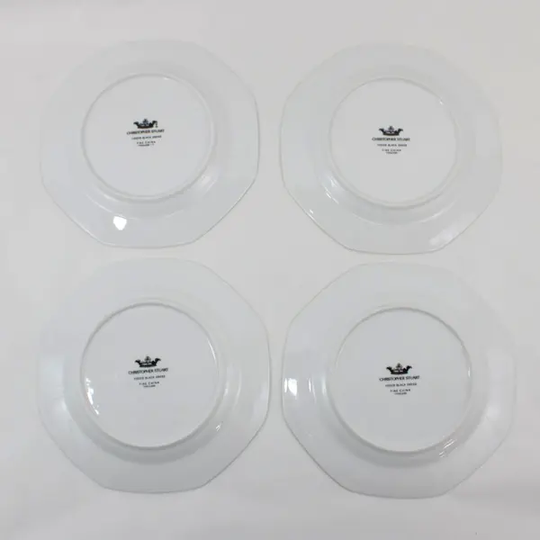 Set Of 4 Christopher Stuart Black Dress Fine China 8” Salad/Dessert Plates