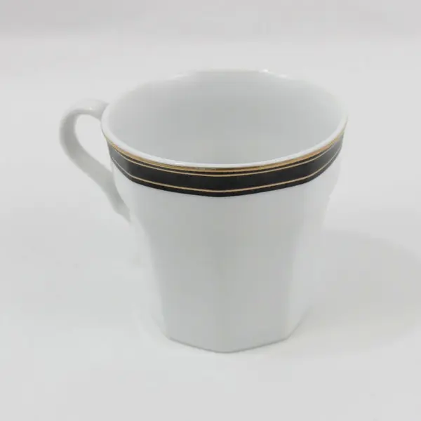 2 Christopher Stuart Black Dress Y0009 Cup Saucer Sets Black Gold Fine China