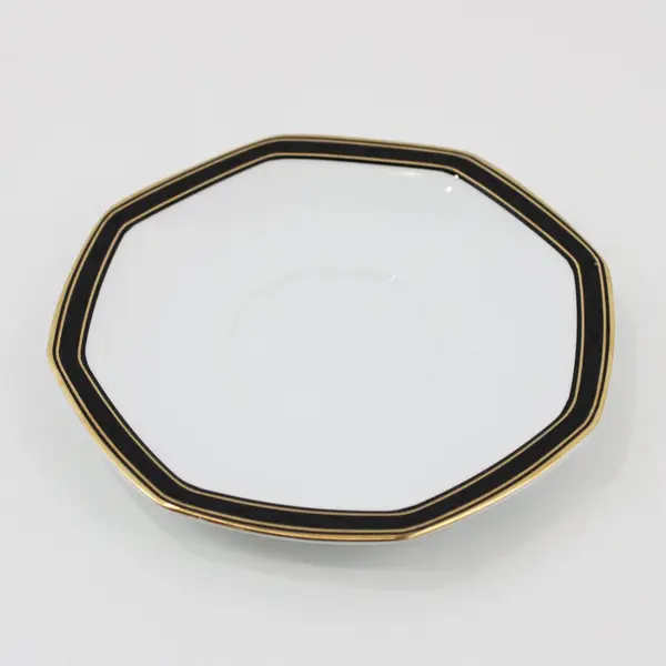 2 Christopher Stuart Black Dress Y0009 Cup Saucer Sets Black Gold Fine China