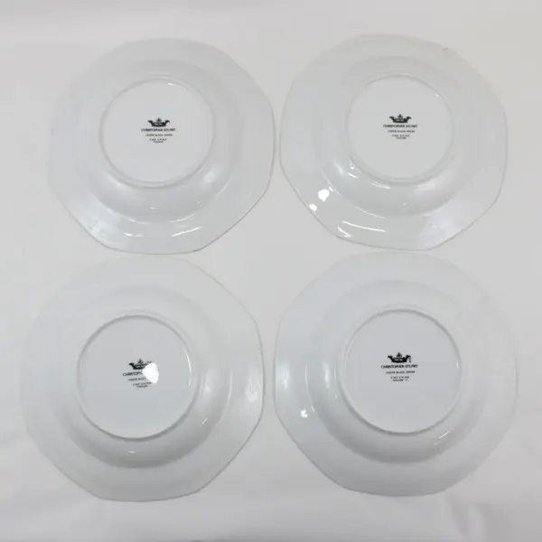 4 Christopher Stuart Black Dress Fine China Large Rimmed Soup Bowls