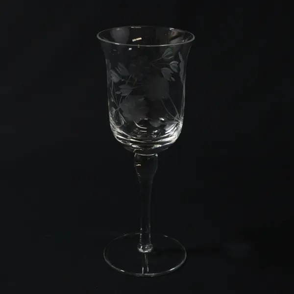 Vintage Colony Glass Sara-Consara  Etched Floral Crystal Wine Glass