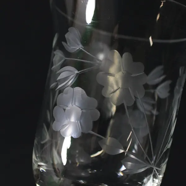 Vintage Colony Glass Sara-Consara  Etched Floral Crystal Wine Glass
