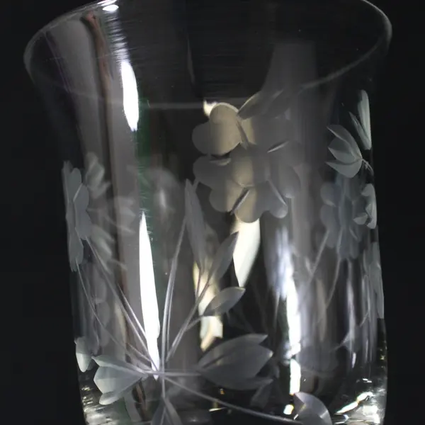 Vintage Colony Glass Sara-Consara  Etched Floral Crystal Wine Glass