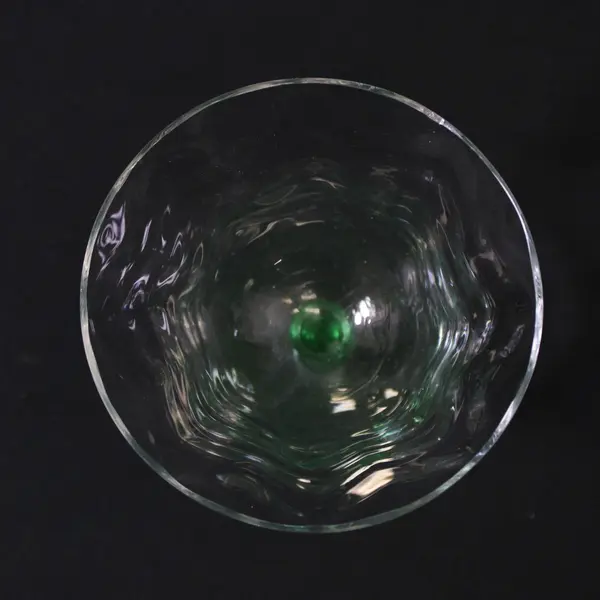Vintage Uranium Glass Sherbet Glass Clear Textured Bowl Green Bubble Stem
