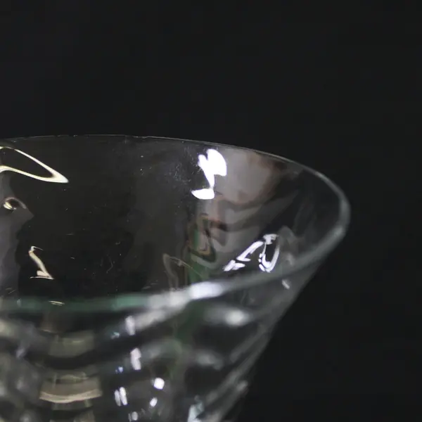 Vintage Uranium Glass Sherbet Glass Clear Textured Bowl Green Bubble Stem