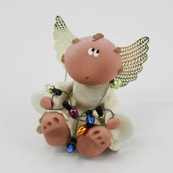 2001 Russ Berrie Angel Cheeks Angel With Cat Christmas Figurine 22796