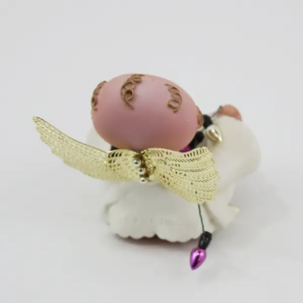 2001 Russ Berrie Angel Cheeks Angel With Cat Christmas Figurine 22796