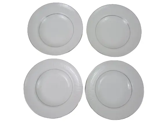 Gibson Housewares Black Tie Platinum Rim Soup Bowls Set 4 8.5in