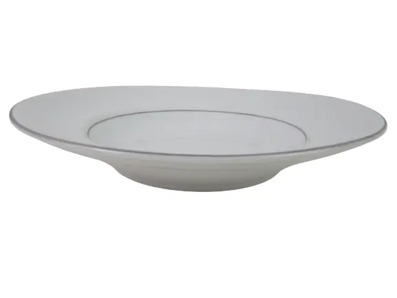 Gibson Housewares Black Tie Platinum Rim Soup Bowls Set 4 8.5in