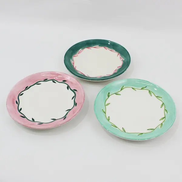 Set of 3 KIC The Rose Collection Hand Painted Floral Salad Plates 7.5"