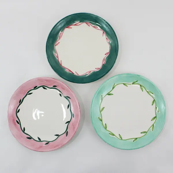 Set of 3 KIC The Rose Collection Hand Painted Floral Salad Plates 7.5"