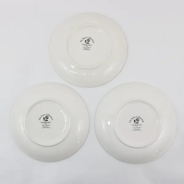 Set of 3 KIC The Rose Collection Hand Painted Floral Salad Plates 7.5"