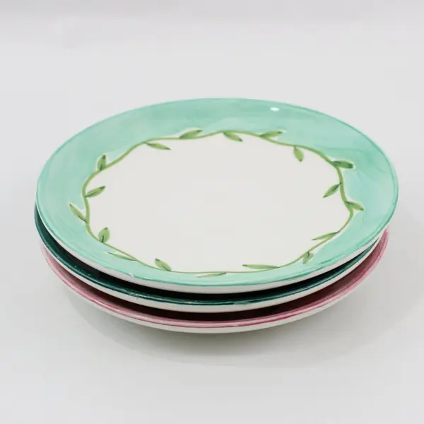 Set of 3 KIC The Rose Collection Hand Painted Floral Salad Plates 7.5"