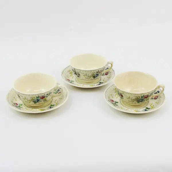 Crown Ducal Vale 5821 Set of 3 Cups Matching Saucers Floral 6pc