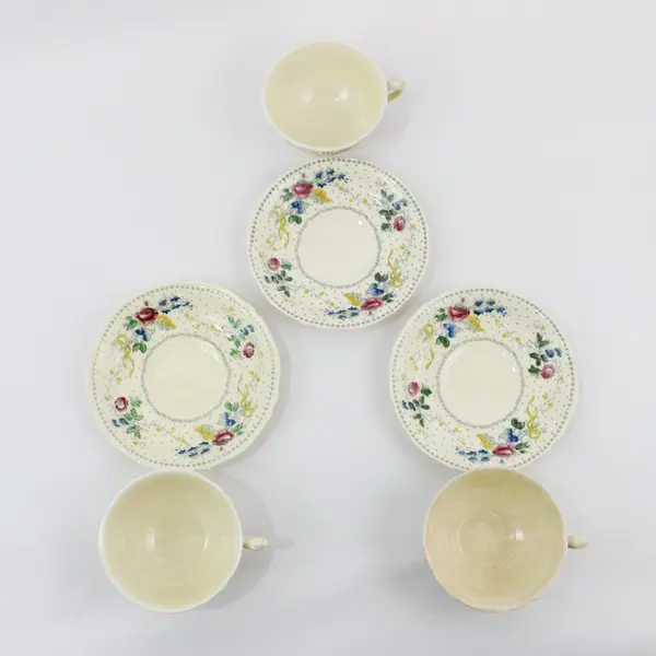 Crown Ducal Vale 5821 Set of 3 Cups Matching Saucers Floral 6pc