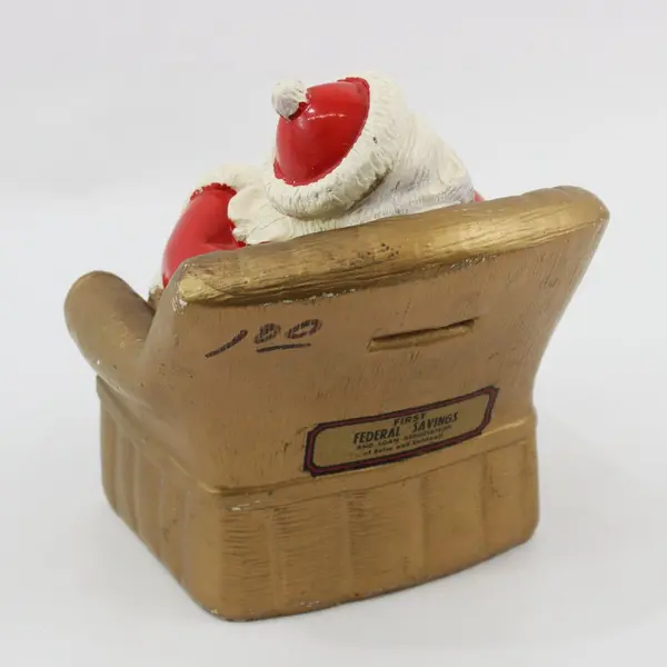 Vintage Santa Sleeping Chair Coin Bank First Federal Savings Boise Caldwell