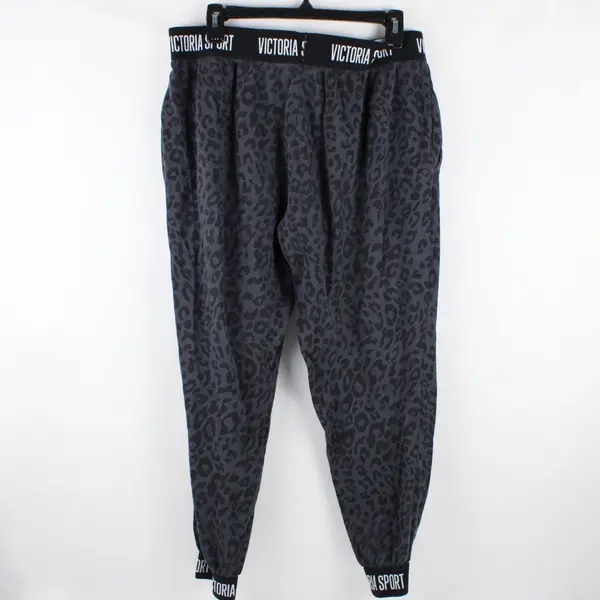 Victoria Sport Women's 3XW Black Gray Leopard Print Jogger Pants