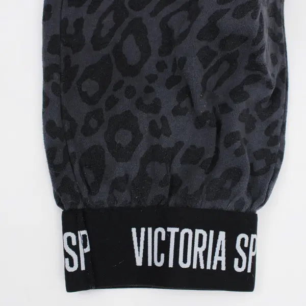 Victoria Sport Women's 3XW Black Gray Leopard Print Jogger Pants