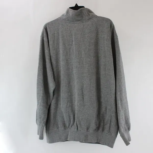 MV Sport Men's Gray Quarter Zip Sweater World of Speed Logo Kangaroo Pockets M