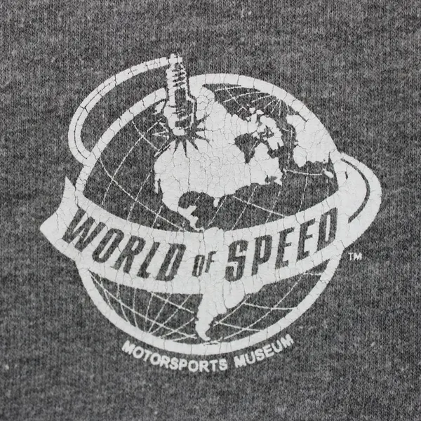 MV Sport Men's Gray Quarter Zip Sweater World of Speed Logo Kangaroo Pockets M