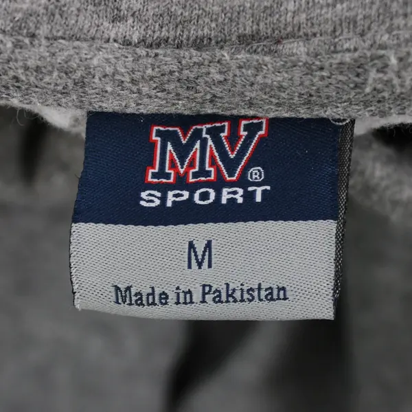 MV Sport Men's Gray Quarter Zip Sweater World of Speed Logo Kangaroo Pockets M