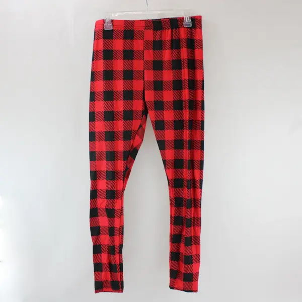 Gold Medal International Red Black Plaid Leggings Women's Large