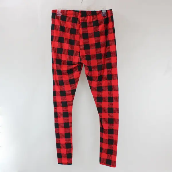 Gold Medal International Red Black Plaid Leggings Women's Large