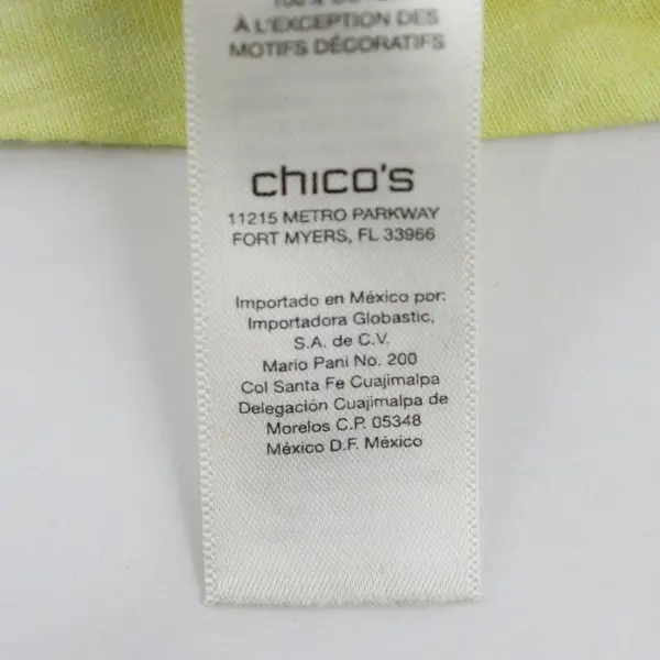Chico's Women's Neon Yellow 3/4 Sleeve Knit Lace Detail Shirt Estimated Size M