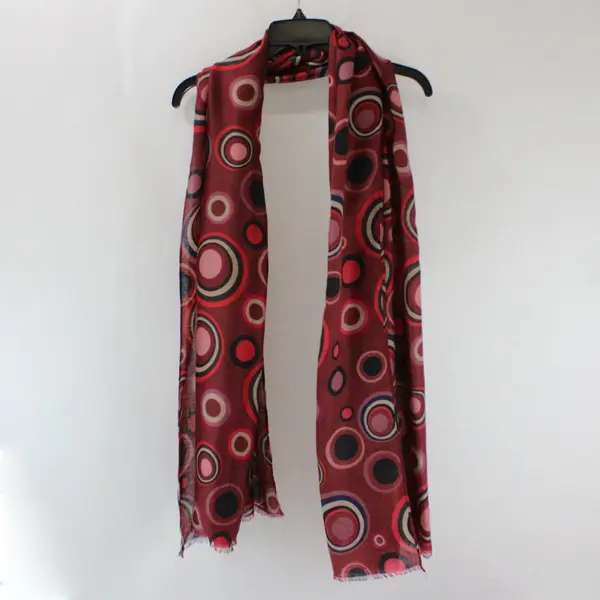 Lot of 6 Women's Scarves Red Pink Purple Black Mixed Patterns