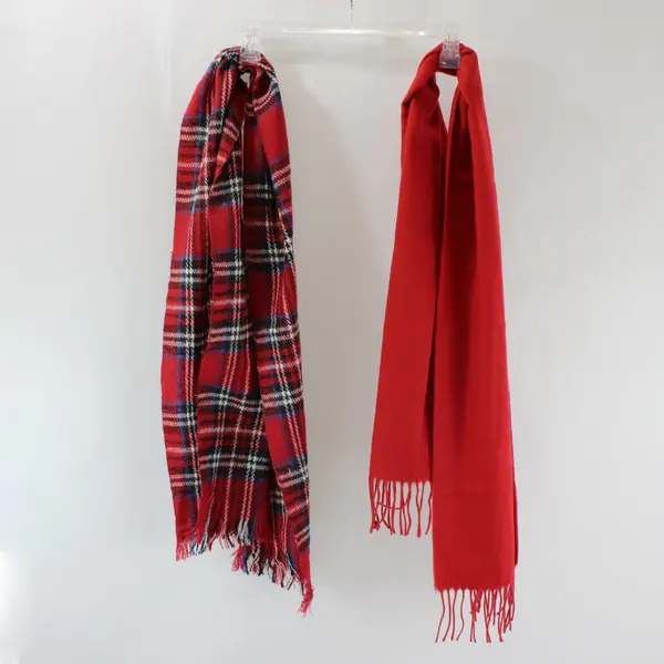 Lot of 6 Women's Scarves Red Pink Purple Black Mixed Patterns