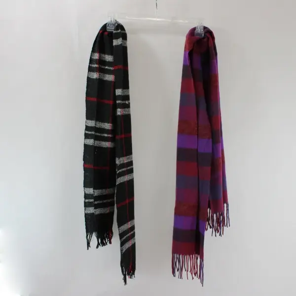 Lot of 6 Women's Scarves Red Pink Purple Black Mixed Patterns