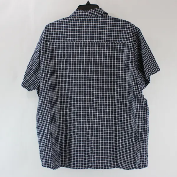 Willow Bay Women's Plaid Navy White Button Down Shirt Embroidered Florals 1X