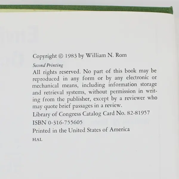 Environmental and Occupational Medicine William N. Rom 1983 HC Ex-Library