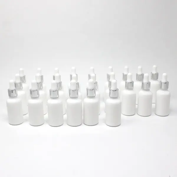 Lot of 24 White Glass Refillable Dropper Bottles for Craft Lab Cosmetic Use