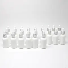 Lot of 24 White Glass Refillable Dropper Bottles for Craft Lab Cosmetic Use