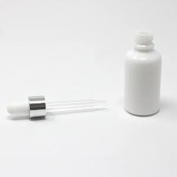 Lot of 24 White Glass Refillable Dropper Bottles for Craft Lab Cosmetic Use