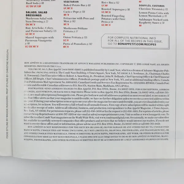 Bon Appétit Magazine The Italy Issue May 2011 Cook Like a Real Italian